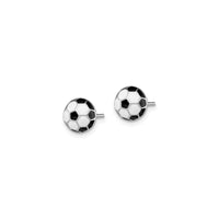 Arracades de tac de fricció d'esmalt de pilota de futbol (plata) lateral - Popular Jewelry - Nova York