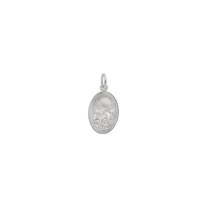 St. Michael Oval Pendant (Silver) front - Popular Jewelry - New York