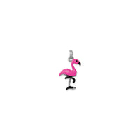 Loket Enamel Burung Flamingo Ultra Merah Jambu (Perak) di hadapan - Popular Jewelry - New York