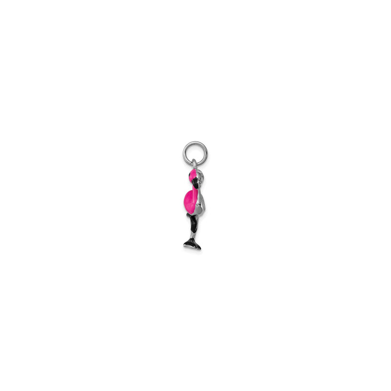 Ultra Pink Flamingo Bird Enamel Pendant (Silver) side - Popular Jewelry - New York
