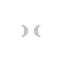 White Diamond Crescent Moon Stud Earrings (Silver) front - Popular Jewelry - New York