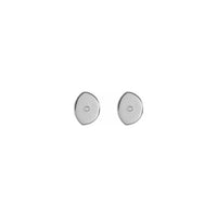 White Diamond Gibbous Moon Stud Earrings (Silver) front - Popular Jewelry - New York