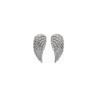 White Diamond Iced Angel Wing Stud Earrings (Silver) front - Popular Jewelry - New York