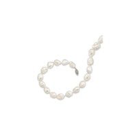 White Keshi Mvura yakachena Pearl Necklace (Silver) lock - Popular Jewelry - New York
