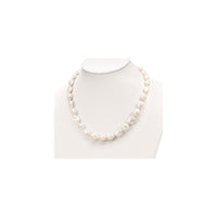 Bijela Keshi slatkovodna biserna ogrlica (srebrna) pregled - Popular Jewelry - New York