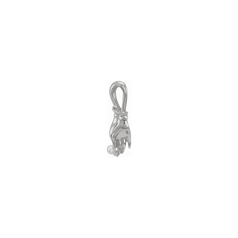 White Pearl Buddha Hand Pendant (Silver) back - Popular Jewelry - New York