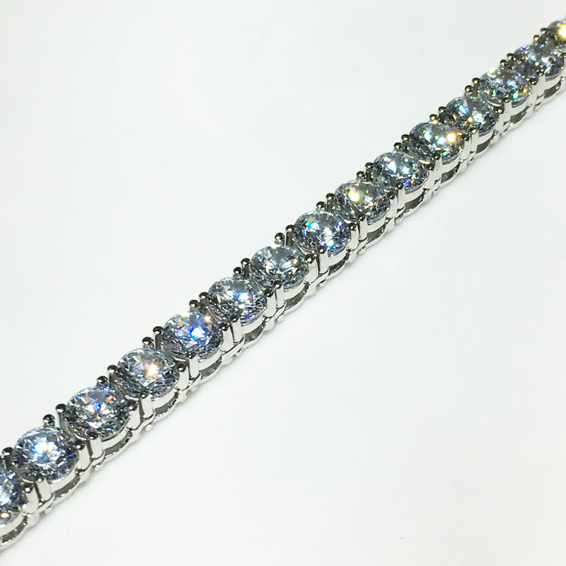 Tennis Bracelet Sterling Silver Cubic Zirconia Prong Setting - Popular Jewelry