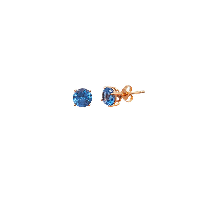 Blue Cubic Zirconia Solitaire Stud Earrings (Silver)