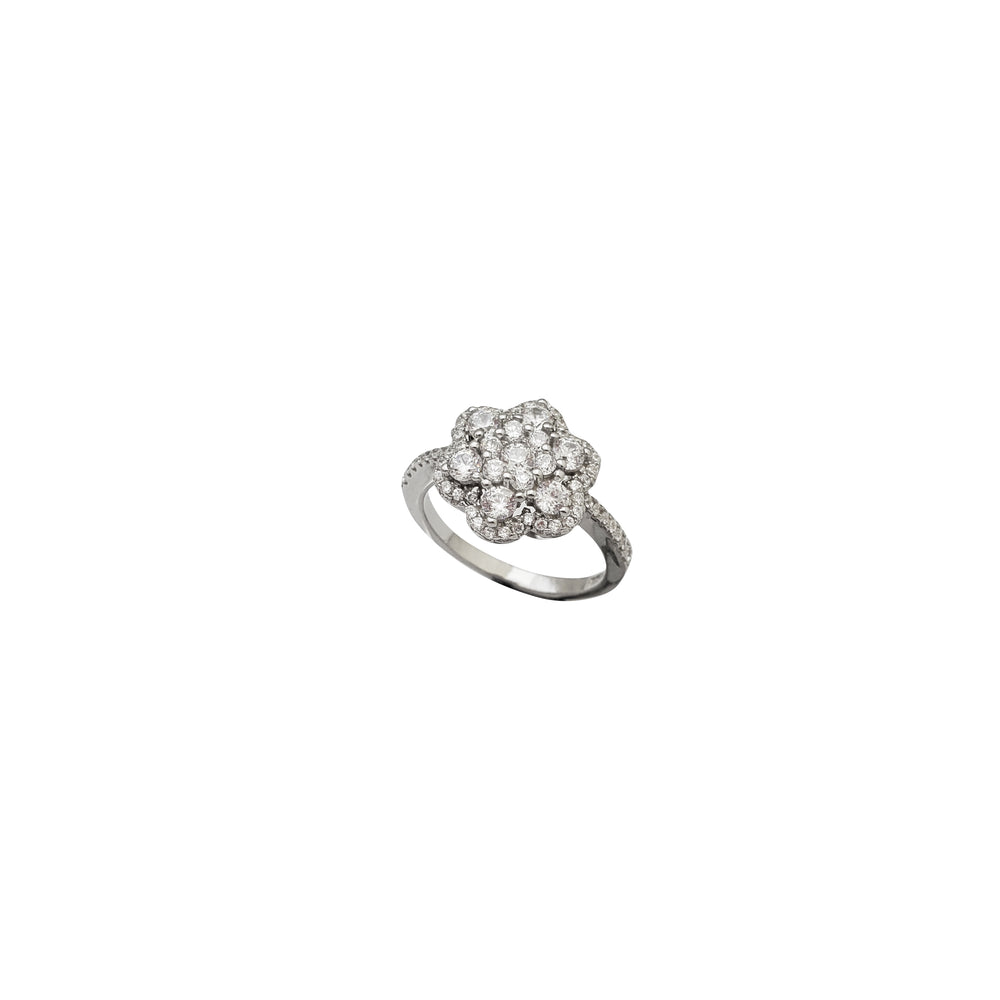 Iced-Out Flower Ring (Silver)