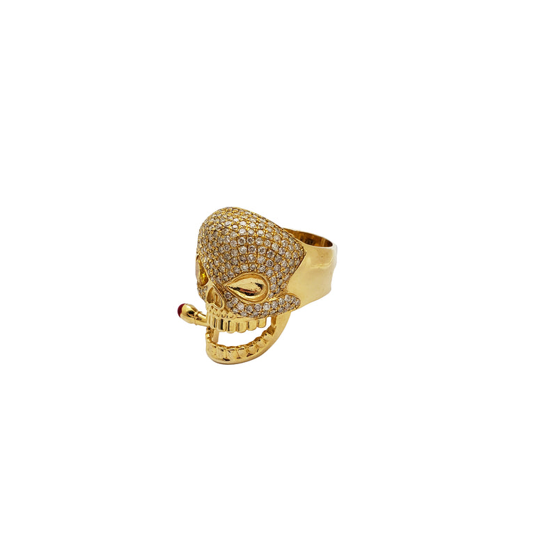 Diamond Smoker Skull Ring (14K)