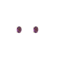 Oval Amethyst Solitaire Stud Earrings (14K)
