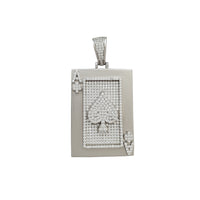 Iced Out Ace of Spades Card Pendant (Silver)