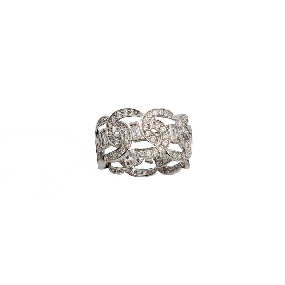 Iced-Out Mariner Whirl Ring (Silver )