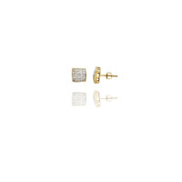 Yellow Gold Square Diamond Stud Earrings (14K)