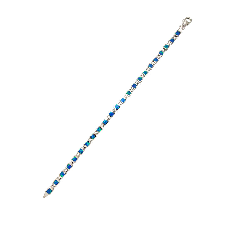 Square Blue Opal Bracelet (Silver)
