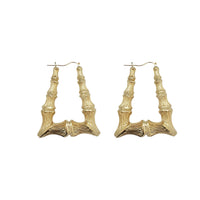Bamboo Squared Hoop Earrings (10K)