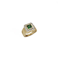Square Green Gemstone Men Ring (10K)