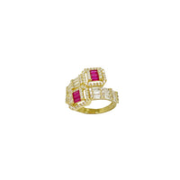 Square Pink Stone CZ Lady Ring (14K).