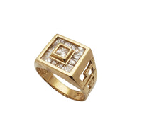 Embedded Ice Square Signet Ring (14K)