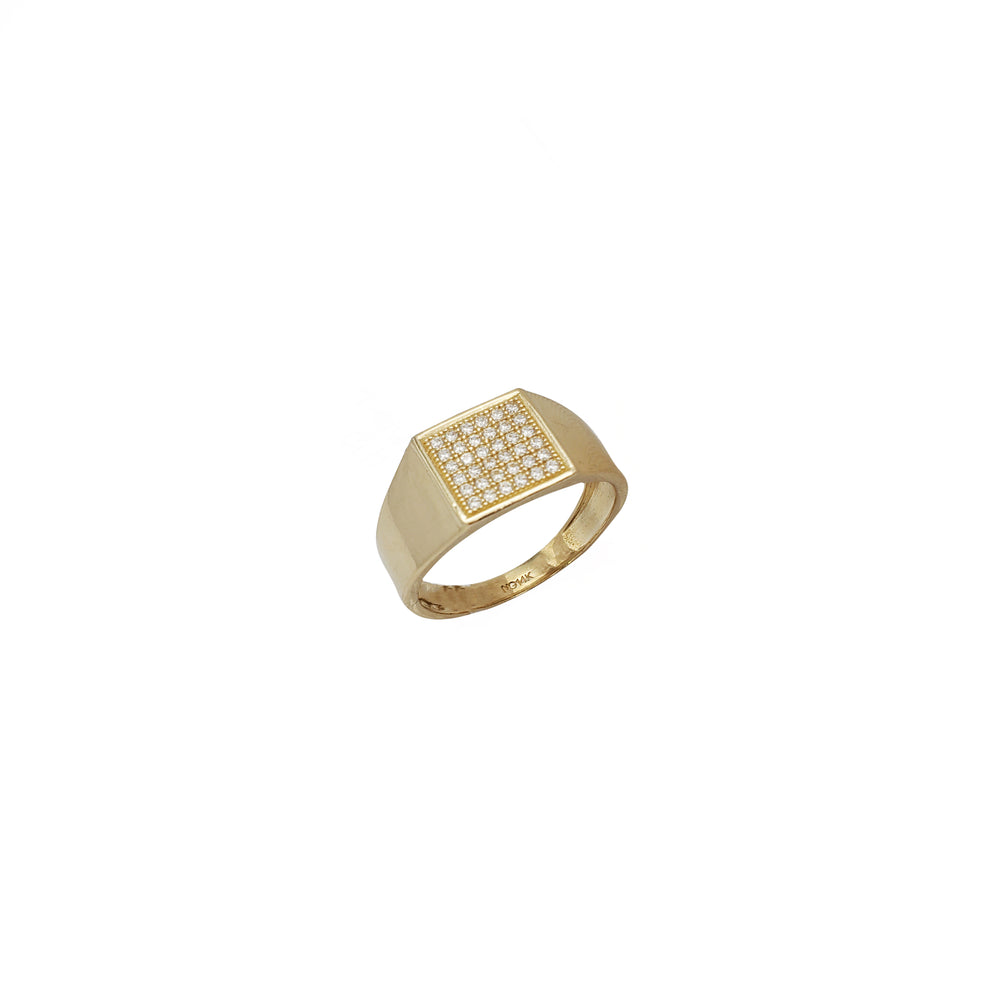 Square Shape Cubic Zirconia Men Ring (14K)