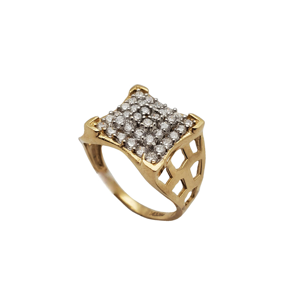 Iced-Out CZ Scaffold Ring (14K)