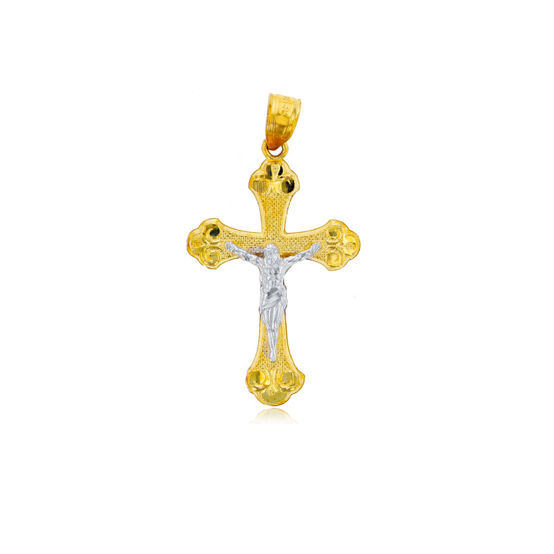 Two-tone Cross Jesus Pendant (14K)