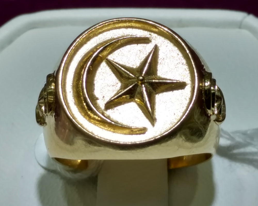 Star and Crescent Men's Ring 14K - Lucky Diamond 恆福珠寶金行 New York City 169 Canal Street 10013 Jewelry store Playboi Charlie Chinatown @luckydiamondny 2124311180