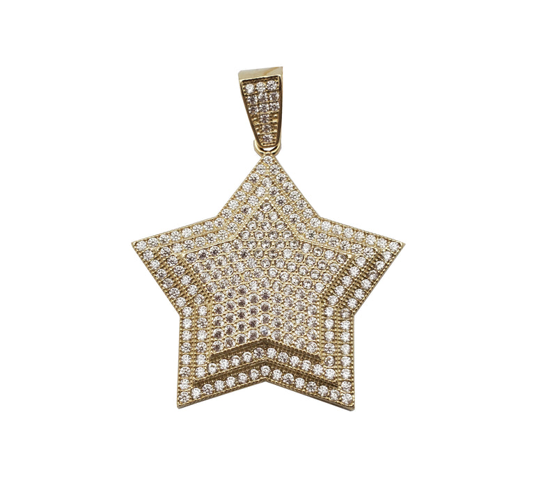Iced-Out Multi-Layer Star Pendant (10K)