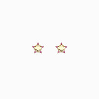 Magenta Zirconia Glossy Star Stud Earrings (14K)