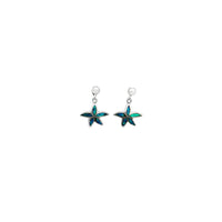 Серьга-гвоздик в виде морской звезды с синим опалом (серебро)