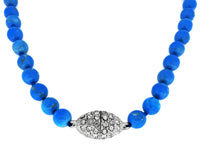 Turquoise Bead CZ Necklace (Silver)