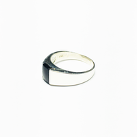 Crni pravokutni crni oniks prsten (srebrni)