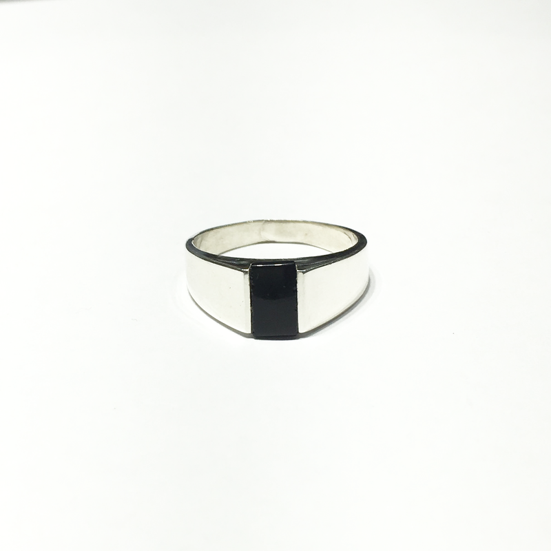 Rectangular Black Onyx Ring (Silver)