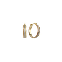 Tricolor Straight-Line Diamond Cut Hoop Earrings (14K)