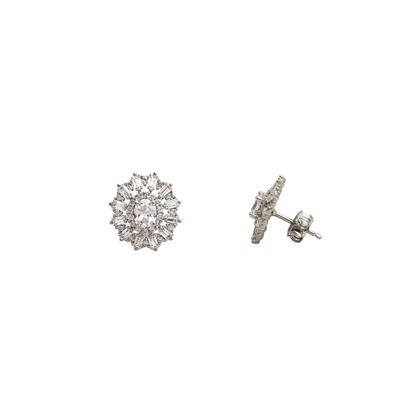 Iced-Out Parasol Stud Earrings (Silver)