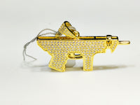 Iced-Out Submachine Gun Pendant CZ Silver - Popular Jewelry