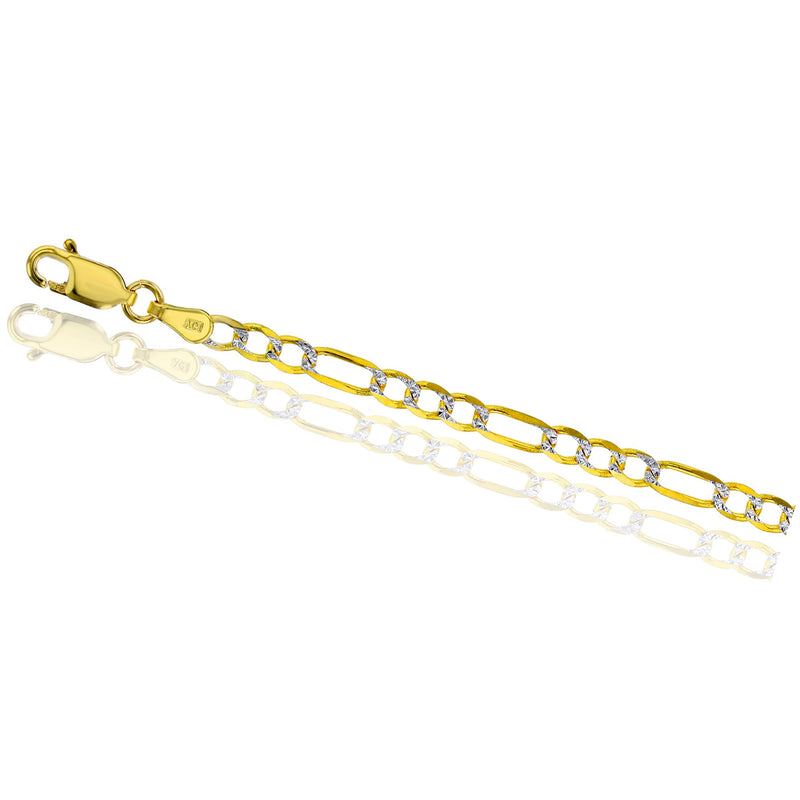 [Lightweight] Two-Tone Figaro Bracelet (10K).