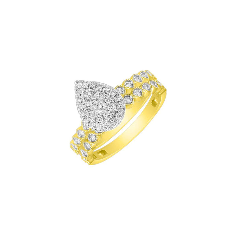 Two-Piece Teardrop Diamond Engagement Ring (14K)