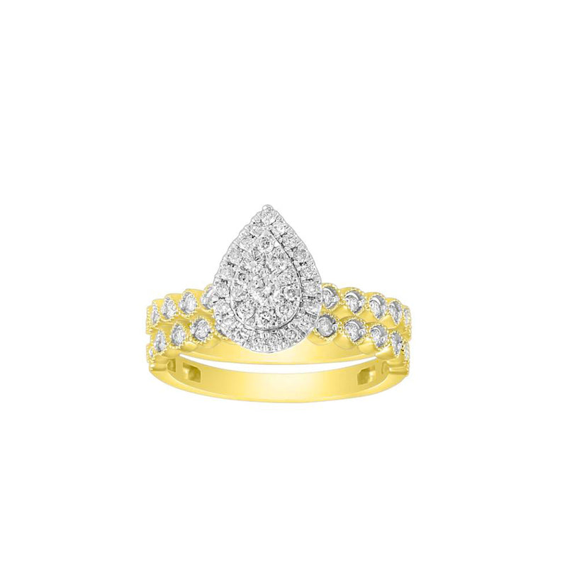 Two-Piece Teardrop Diamond Engagement Ring (14K)