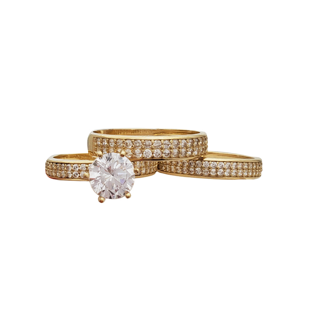 Two Row Three-Piece Set Engagement Rings (14K)