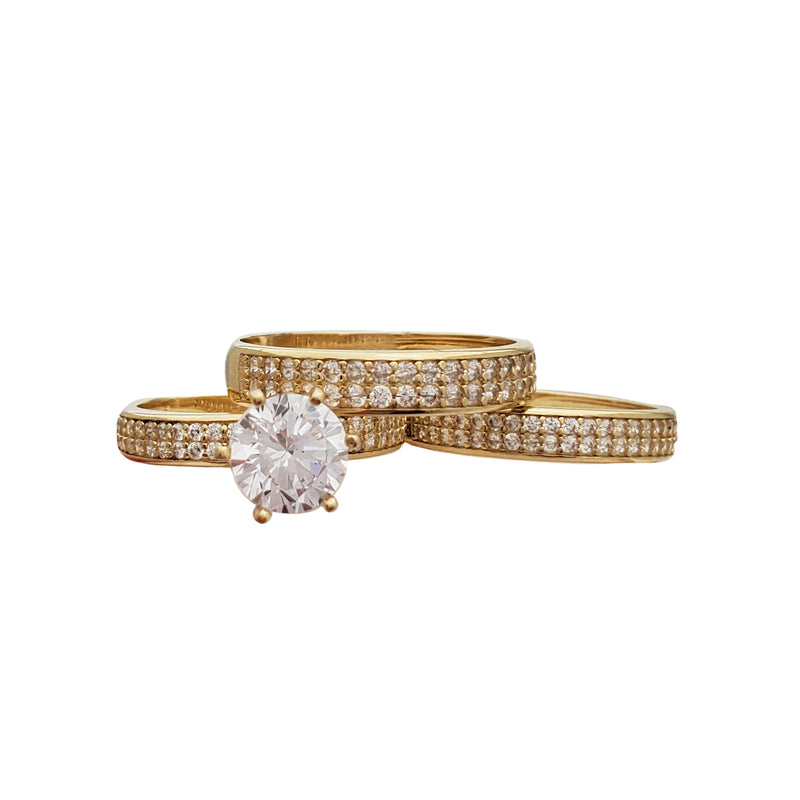 Two Row Three-Piece Set Engagement Rings (14K)