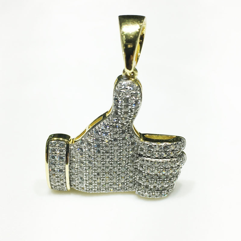 Iced-Out Like Sign Pendant Silver Thumb (Two-Tone) - Popular Jewelry