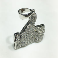 Iced-Out Like Sign Pendant Silver Thumb (White) - Popular Jewelry