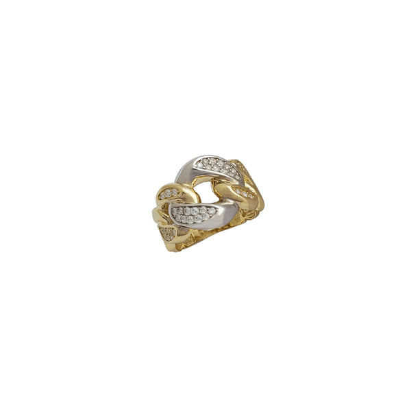 Iced-Out Two-Tone Cuban Ring (14K)
