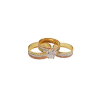 Tricolor Three-Piece Set Engagement Rings (14K)