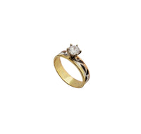 Tricolor Diamond-Cut CZ Engagement Ring (14K)