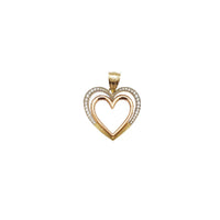 Tricolor CZ Double-Heart Pendant (14K)