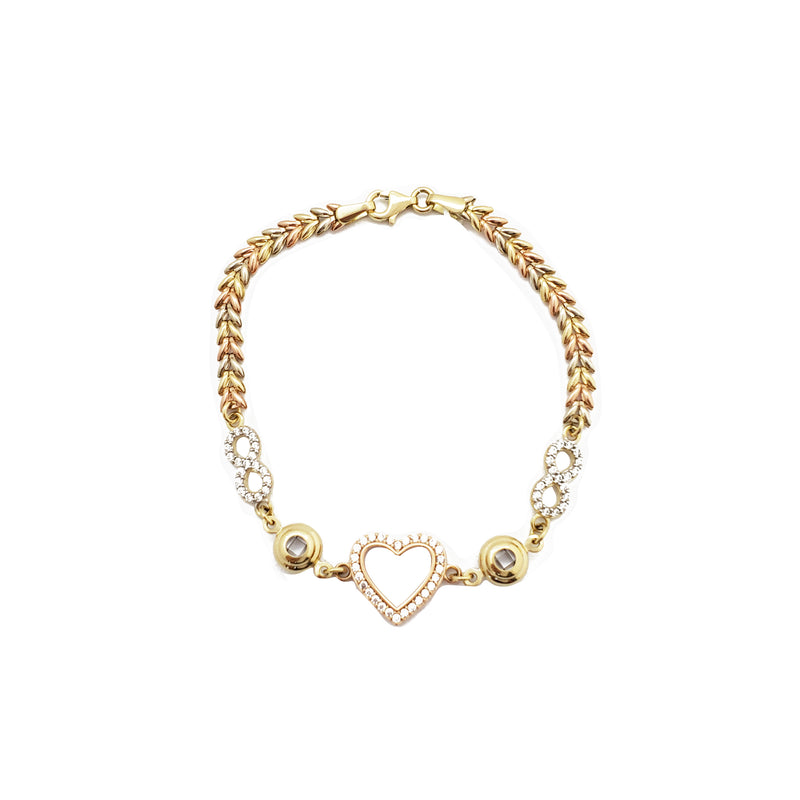 Tricolor Heart & Infinity Fancy Bracelet (14K)