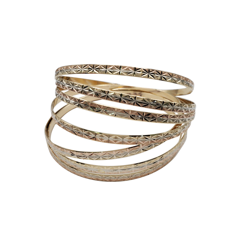 Tri-Color Diamond-Cut Semanario Bangle – Popular J