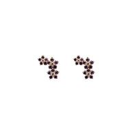 Triple Flower Stud CZ Earrings (14K)
